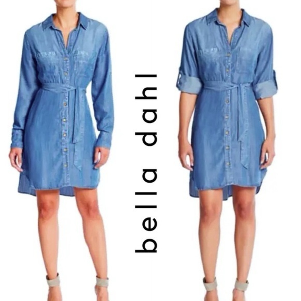 Bella Dahl Soft Denim Shirtdress with Roll Tab Detail Small